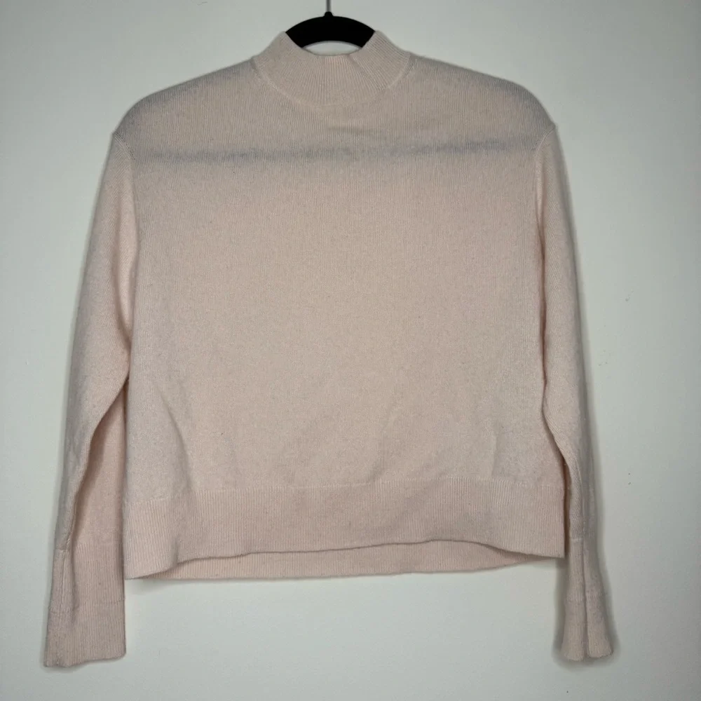 EVERLANE 100% Cashmere Mock Neck Cozy Lightweight Ribbed Fall Winter Sweater